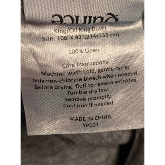 Quince 100% European Linen Duvet Cover 3PC Set Charcoal Chambray King/Cal - Picture 5 of 7